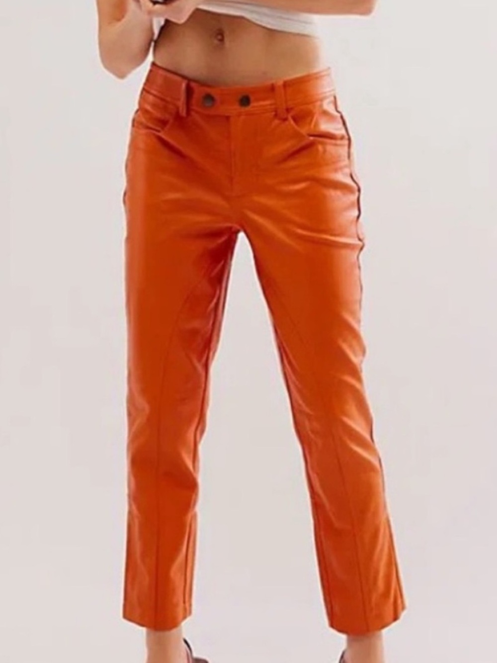 We The Free 8 Pants Rebel Vegan Leather Pants deep ginger orange Free People